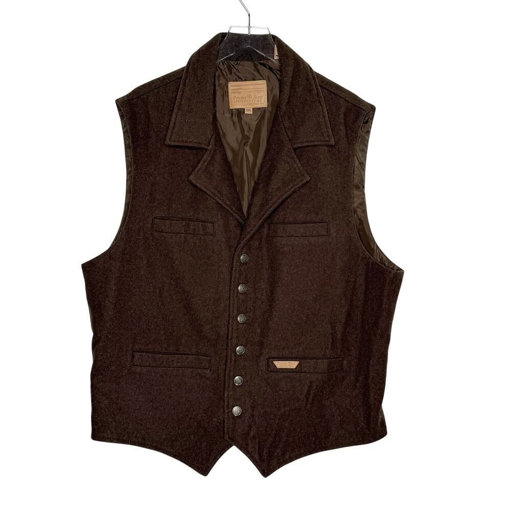Powder River Outfitters Mens Dark Heather Wool Vest XXL Western Rodeo Cowboy